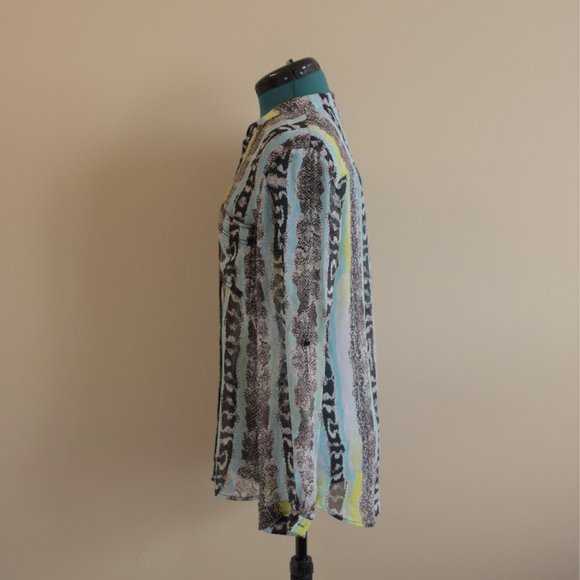 DVF Kenley Oasis Snake Silk Blouse Blue Green - Picture 5 of 7